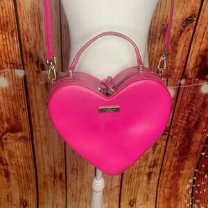 Kate Spade Sweetheart Pink purse with crossbody strap leather double zipper HTF!